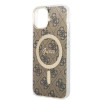 Guess GUBPP14MH4EACSW Case + Wireless Charger Apple iPhone 14 Plus / iPhone 15 Plus Brown Hardcase, 4G Print, MagSafe