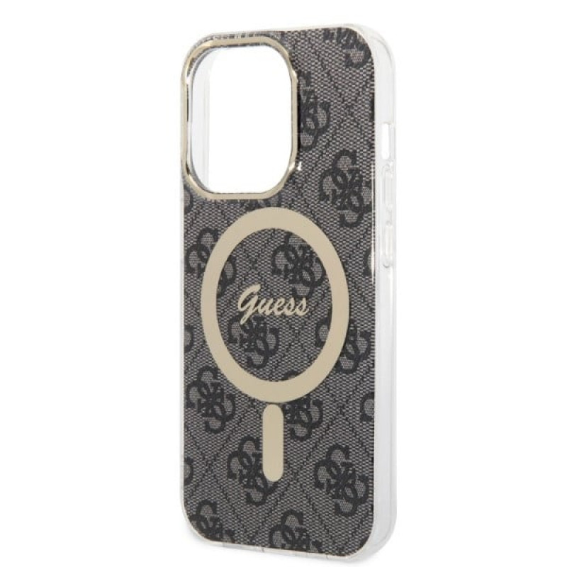 Guess GUBPP14LH4EACSK Case + Wireless Charger Apple iPhone 14 Pro Black Hardcase, 4G Print, MagSafe