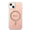 Guess GUBPP14MH4EACSP Case + Wireless Charger Apple iPhone 14 Plus / iPhone 15 Plus Pink Hardcase, 4G Print, MagSafe