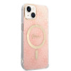Guess GUBPP14MH4EACSP Case + Wireless Charger Apple iPhone 14 Plus / iPhone 15 Plus Pink Hardcase, 4G Print, MagSafe
