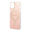 Guess GUBPP14MH4EACSP Case + Wireless Charger Apple iPhone 14 Plus / iPhone 15 Plus Pink Hardcase, 4G Print, MagSafe