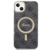 Guess GUBPP14MH4EACSK Case + Wireless Charger Apple iPhone 14 Plus / iPhone 15 Plus Black Hardcase, 4G Print, MagSafe
