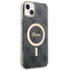 Guess GUBPP14MH4EACSK Case + Wireless Charger Apple iPhone 14 Plus / iPhone 15 Plus Black Hardcase, 4G Print, MagSafe