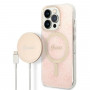 Guess GUBPP14LH4EACSP Case + Wireless Charger Apple iPhone 14 Pro Pink Hardcase, 4G Print, MagSafe