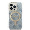 Guess GUBPP14LH4EACSB Case + Wireless Charger Apple iPhone 14 Pro Blue Hardcase, 4G Print, MagSafe