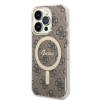 Guess GUBPP14LH4EACSW Case + Wireless Charger Apple iPhone 14 Pro Brown Hardcase, 4G Print, MagSafe
