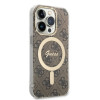 Guess GUBPP14LH4EACSW Case + Wireless Charger Apple iPhone 14 Pro Brown Hardcase, 4G Print, MagSafe