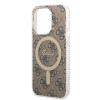 Guess GUBPP14LH4EACSW Case + Wireless Charger Apple iPhone 14 Pro Brown Hardcase, 4G Print, MagSafe