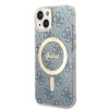 Guess GUBPP14MH4EACSB Case + Wireless Charger Apple iPhone 14 Plus / iPhone 15 Plus Blue Hardcase, 4G Print, MagSafe