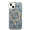Guess GUBPP14MH4EACSB Case + Wireless Charger Apple iPhone 14 Plus / iPhone 15 Plus Blue Hardcase, 4G Print, MagSafe