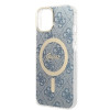 Guess GUBPP14MH4EACSB Case + Wireless Charger Apple iPhone 14 Plus / iPhone 15 Plus Blue Hardcase, 4G Print, MagSafe