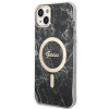 Guess GUBPP14MHMEACSK Case + Wireless Charger Apple iPhone 14 Plus / iPhone 15 Plus Black Hardcase, Marble, MagSafe