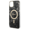 Guess GUBPP14MHMEACSK Case + Wireless Charger Apple iPhone 14 Plus / iPhone 15 Plus Black Hardcase, Marble, MagSafe