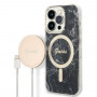 Guess GUBPP14XHMEACSK Case + Wireless Charger Apple iPhone 14 Pro Max Black Hardcase, Marble, MagSafe