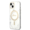 Guess GUBPP14MHMEACSH Case + Wireless Charger Apple iPhone 14 Plus / iPhone 15 Plus White Hardcase, Marble, MagSafe