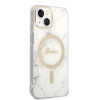 Guess GUBPP14MHMEACSH Case + Wireless Charger Apple iPhone 14 Plus / iPhone 15 Plus White Hardcase, Marble, MagSafe