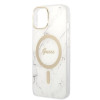 Guess GUBPP14MHMEACSH Case + Wireless Charger Apple iPhone 14 Plus / iPhone 15 Plus White Hardcase, Marble, MagSafe