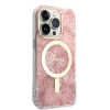 Guess GUBPP14LHJEACSP Case + Wireless Charger for Apple iPhone 14 Pro, Jungle, pink hard case, MagSafe