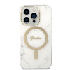 Guess GUBPP14LHMEACSH Case + Wireless Charger Apple iPhone 14 Pro White Hardcase, Marble, MagSafe