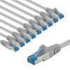 Goobay CAT 6A patch cable S/FTP (PiMF), 5 m, grey, set of 10, copper conductor (CU), halogen-free sheath (LSZH)