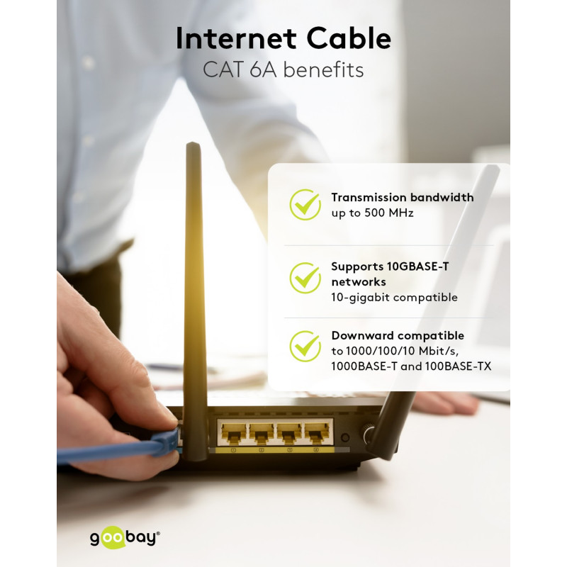Goobay CAT 6A patch cable S/FTP (PiMF), 5 m, grey, set of 10, copper conductor (CU), halogen-free sheath (LSZH)