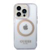 Guess GUHMP14XHTCMU Apple iPhone 14 Pro Max purple hard case, Gold Outline Translucent, MagSafe