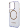 Guess GUHMP14XHTCMU Apple iPhone 14 Pro Max purple hard case, Gold Outline Translucent, MagSafe