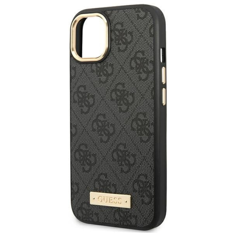 Guess GUHMP14MU4GPRK Apple iPhone 14 Plus / 15 Plus black hard case, 4G Logo Plate, MagSafe