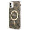 Guess GUBPN61H4EACSW Case + Wireless Charger for Apple iPhone 11, 4G Print, brown hard case, MagSafe