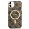 Guess GUBPN61H4EACSW Case + Wireless Charger for Apple iPhone 11, 4G Print, brown hard case, MagSafe