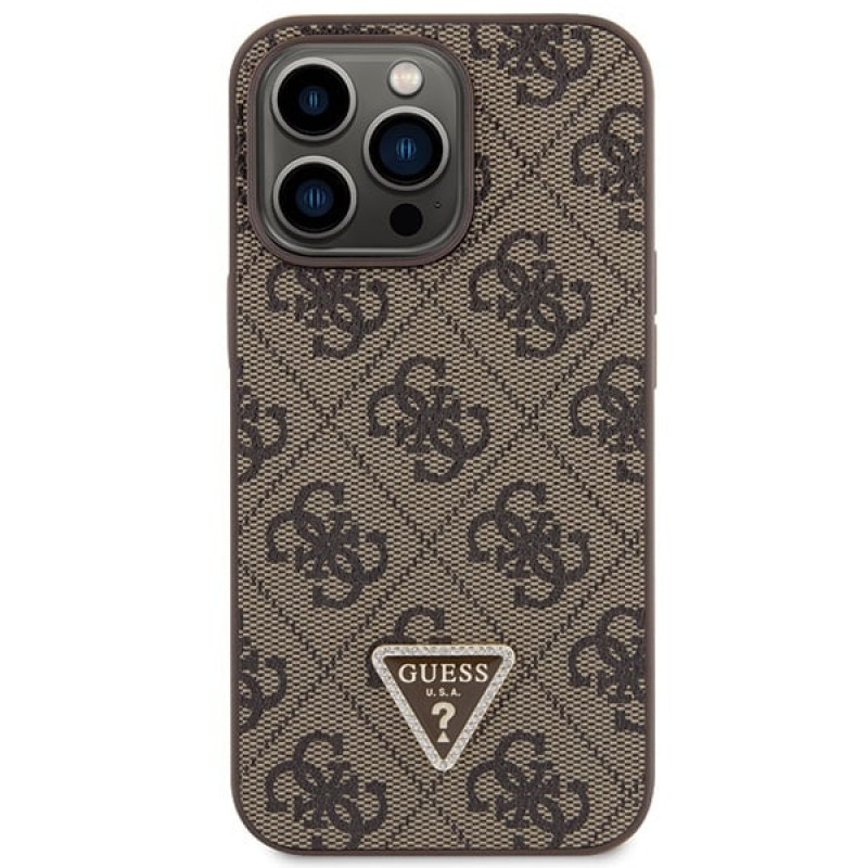 Guess GUHCP13LP4TDSCPW Apple iPhone 13/13 Pro brown hardcase, Crossbody 4G Metal Logo