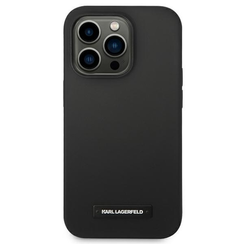 Karl Lagerfeld KLHMP14LSLMP1K Apple iPhone 14 Pro black hardcase, Silicone Plaque, MagSafe