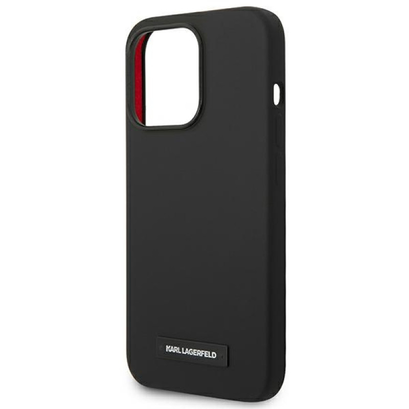 Karl Lagerfeld KLHMP14LSLMP1K Apple iPhone 14 Pro black hardcase, Silicone Plaque, MagSafe