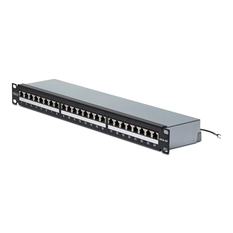 StarTech.com C6APANELSTP241UPD 24-Port 1U Shielded Cat6A Patch Panel, 110 Punch-Down, Rackmount, RJ45 STP, 48.3 cm (19"), Silver