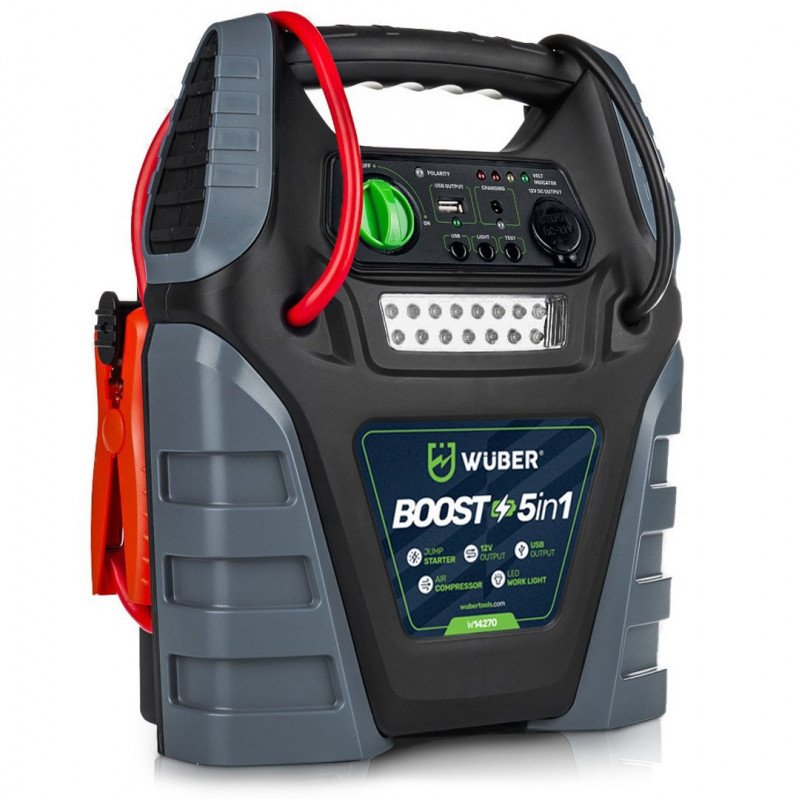 Wuber W14270 5-in-1 booster air compressor with jump starter