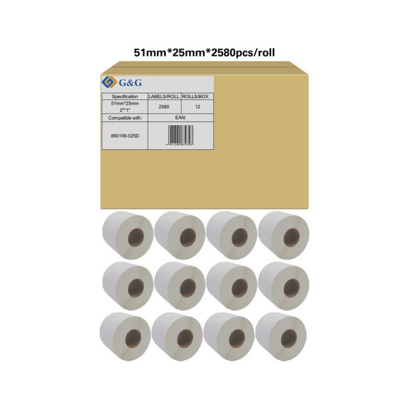 G&G 19791 self-adhesive printer labels, white
