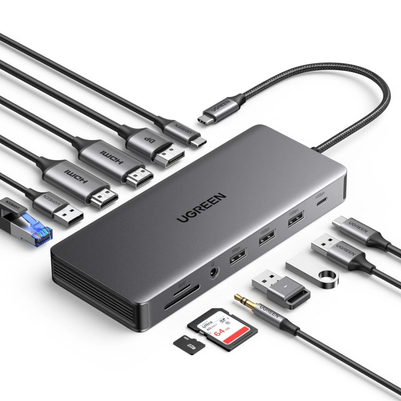 Ugreen Revodok Pro 313 USB-C laptop docking station (15978), UGR1851, 100 W, grey