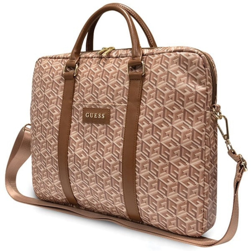 Guess GCube Stripes GUCB15HGCFSEW laptop bag, up to 16 inch, brown