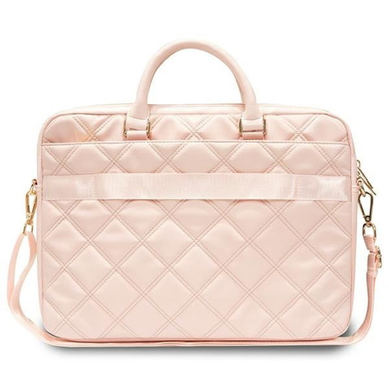 Guess GUCB15ZPSQSSGP 16-inch Laptop Bag, Quilted 4G, pink