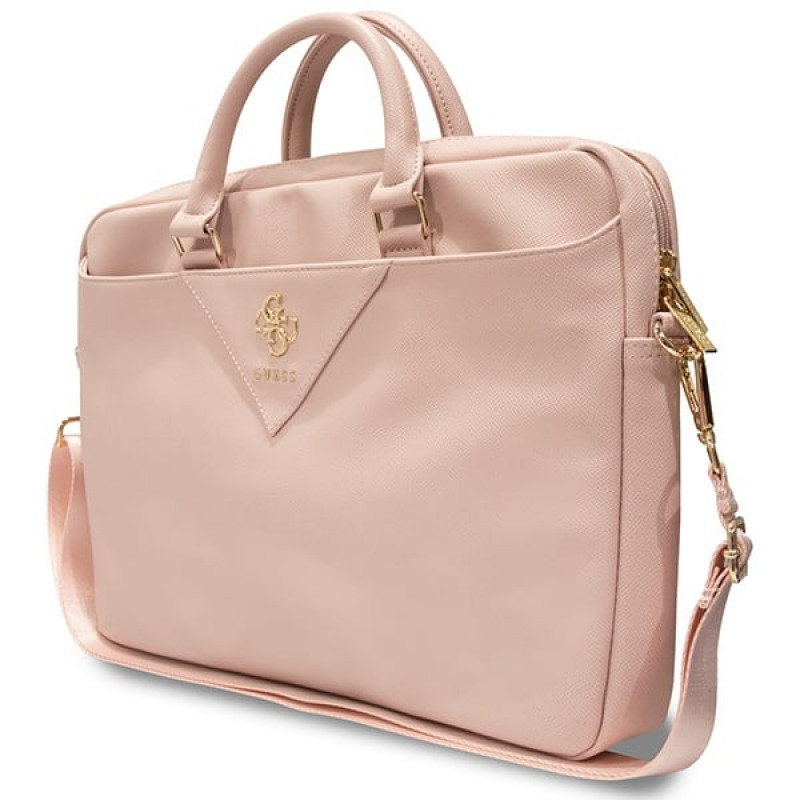 Guess GUCB15ZPGSTEGP 16-inch Laptop Bag, Triangle 4G, pink