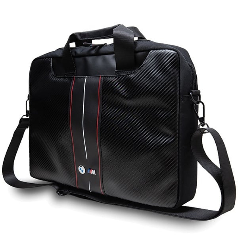 BMW BMCB15COMSCAKR Laptop Bag 15 inch, Carbon Red Stripes, black