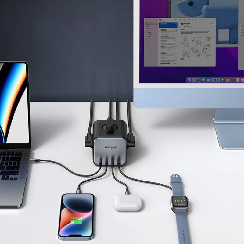 Ugreen CD268 Power Strip Cube 65W USB-A/USB-C + 3x AC, black