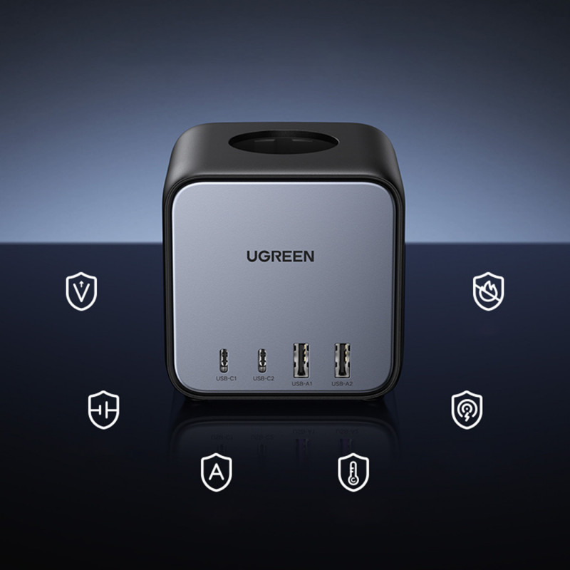 Ugreen CD268 Power Strip Cube 65W USB-A/USB-C + 3x AC, black