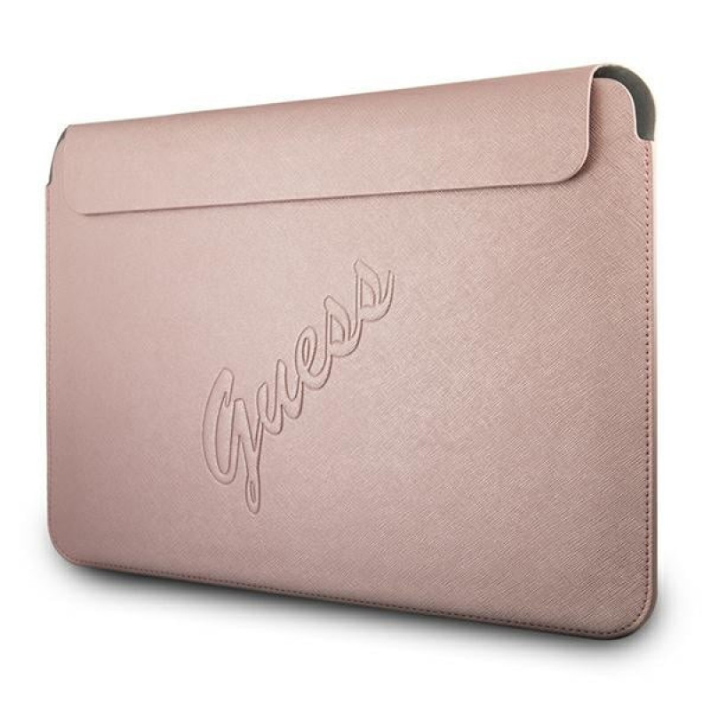Guess GUCS13PUSASPI Saffiano Script Sleeve for 13" laptop, pink