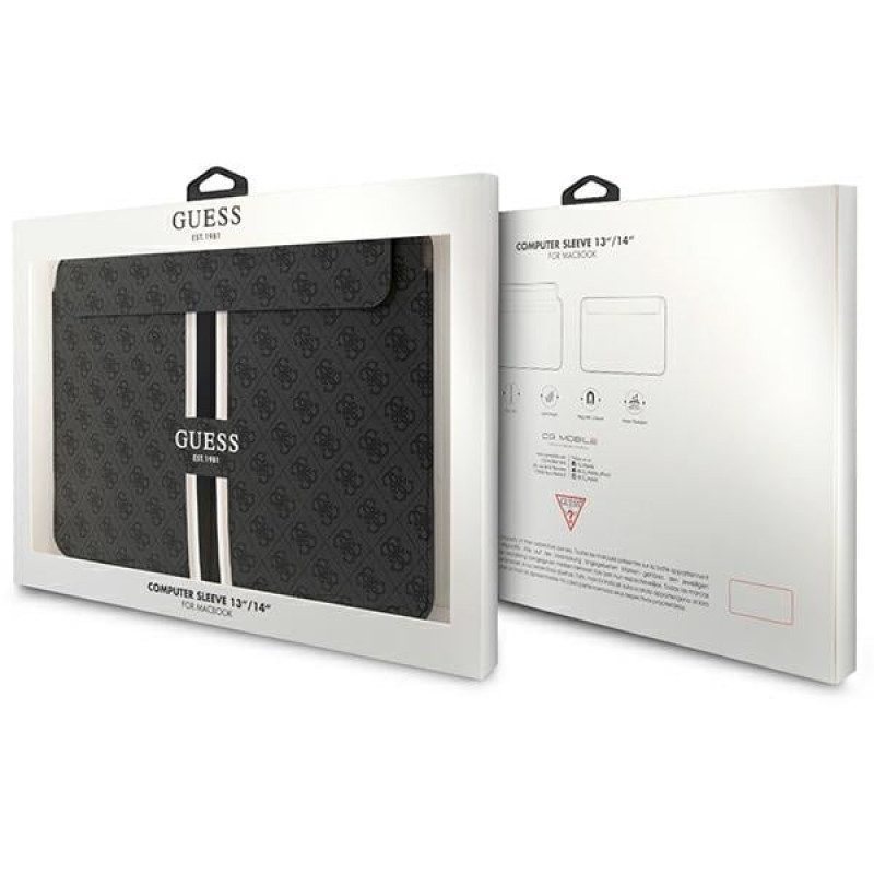 Guess GUCS14P4RPSK laptop sleeve 14 inch, 4G Printed Stripes, black