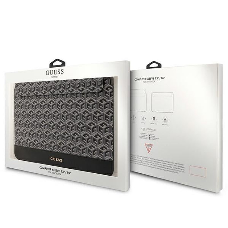 Guess GUCS14HGCFSEK laptop sleeve 14 inch, GCube Stripes, black