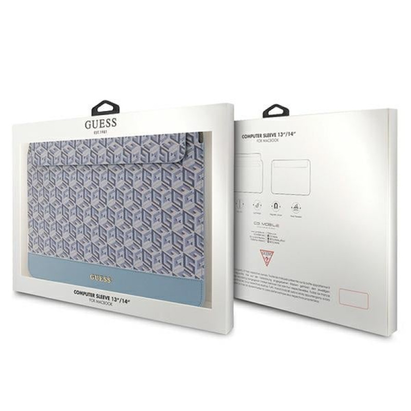 Guess GUCS14HGCFSEB laptop sleeve 14 inch, GCube Stripes, blue