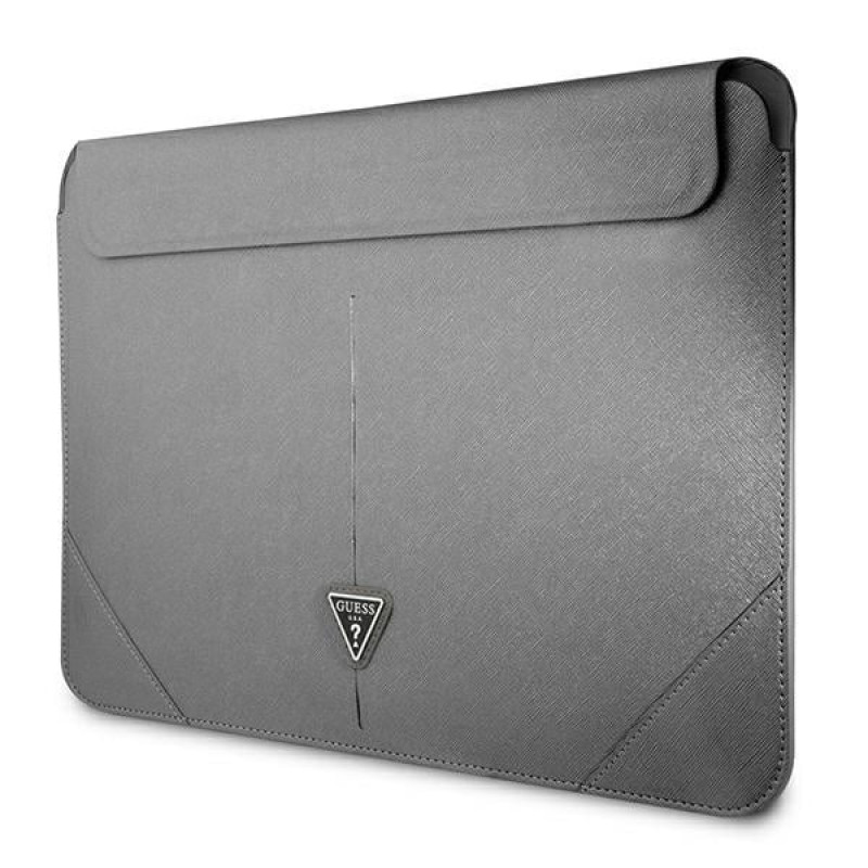 Guess GUCS14PSATLG laptop sleeve 13/14 inch, Saffiano Triangle, silver