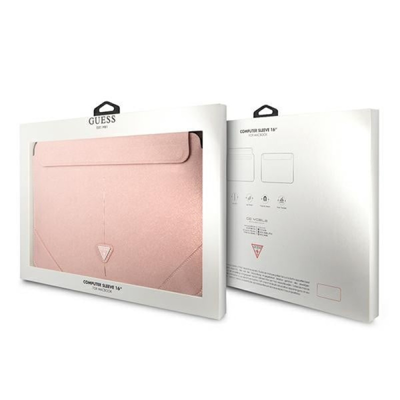 Guess GUCS16PSATLP laptop sleeve 16 inch, Saffiano Triangle, pink