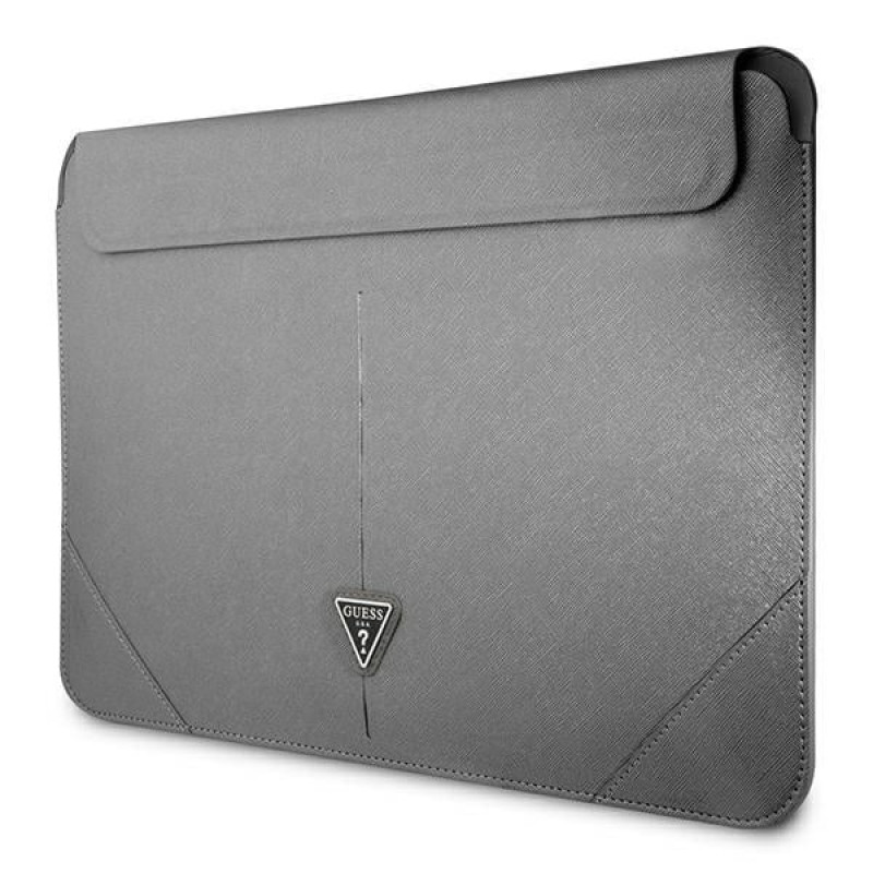 Guess GUCS16PSATLG laptop sleeve 16 inch, Saffiano Triangle, silver